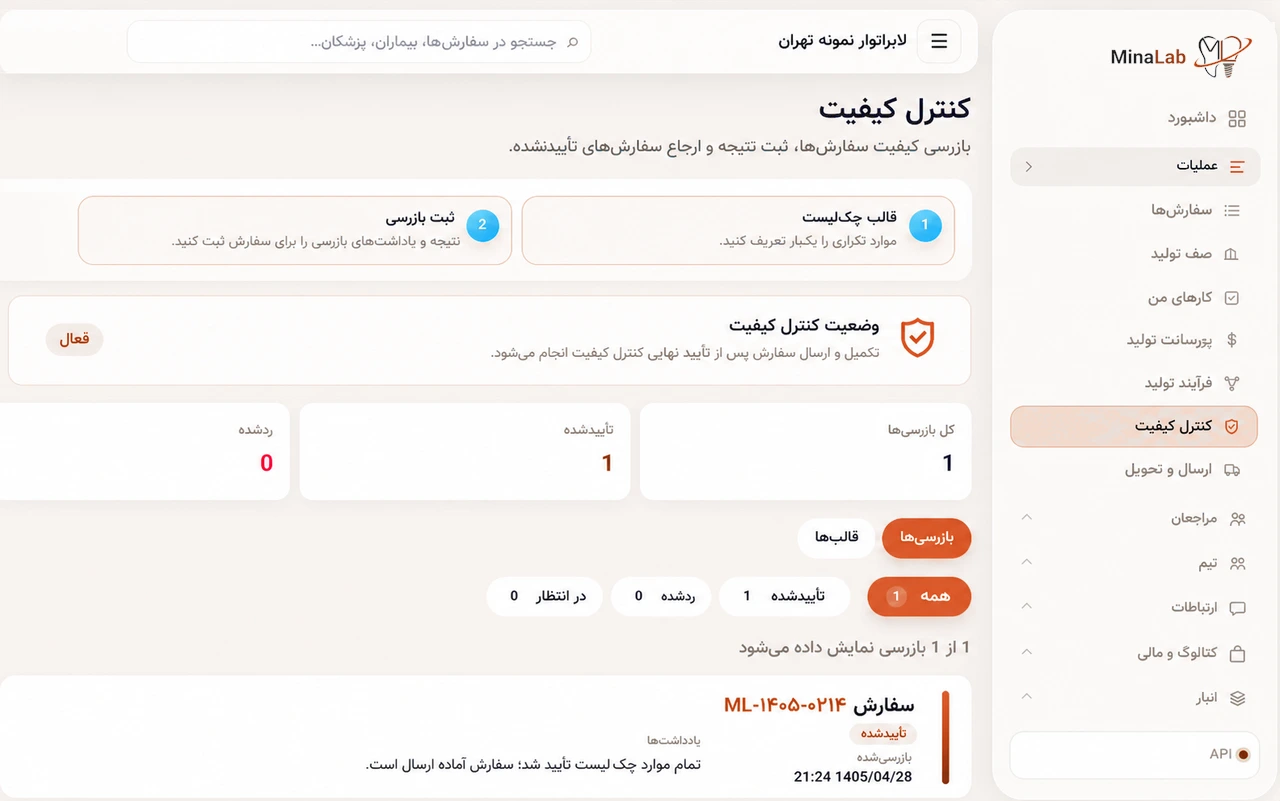 تأیید کیفیت در پنل لابراتوار مینالب